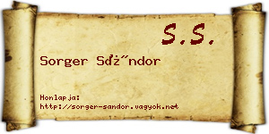 Sorger Sándor névjegykártya
